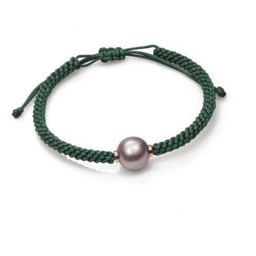 Pulsera de macrame con perla rosa de agua dulce
